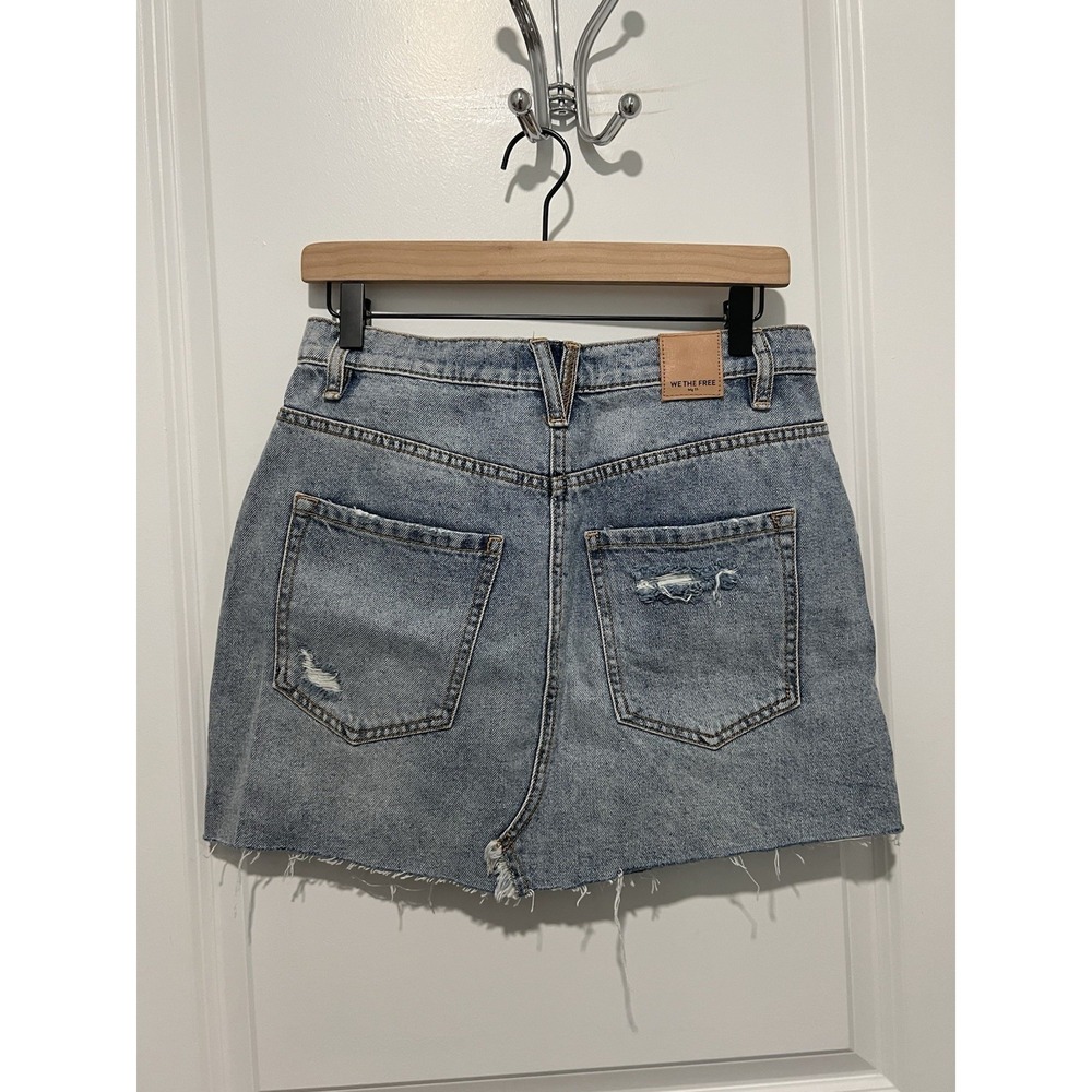 We The Free Brea Cut Off Denim Skirt by Free People Size 28 Light Wash - Picture 2 of 8
